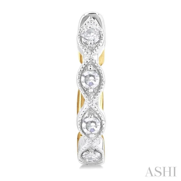 1/5 ctw Petite Reverted Two-Tone Marquise and Hexagon Shape Round Cut Diamond Fashion Huggies in 10K White and Yellow Gold