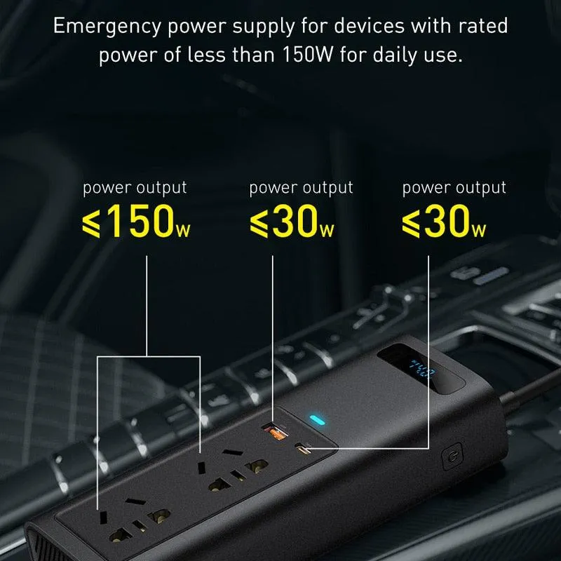 150W Car Power Inverter with LED Display - The Essential Travel Companion for All Your Charging Needs