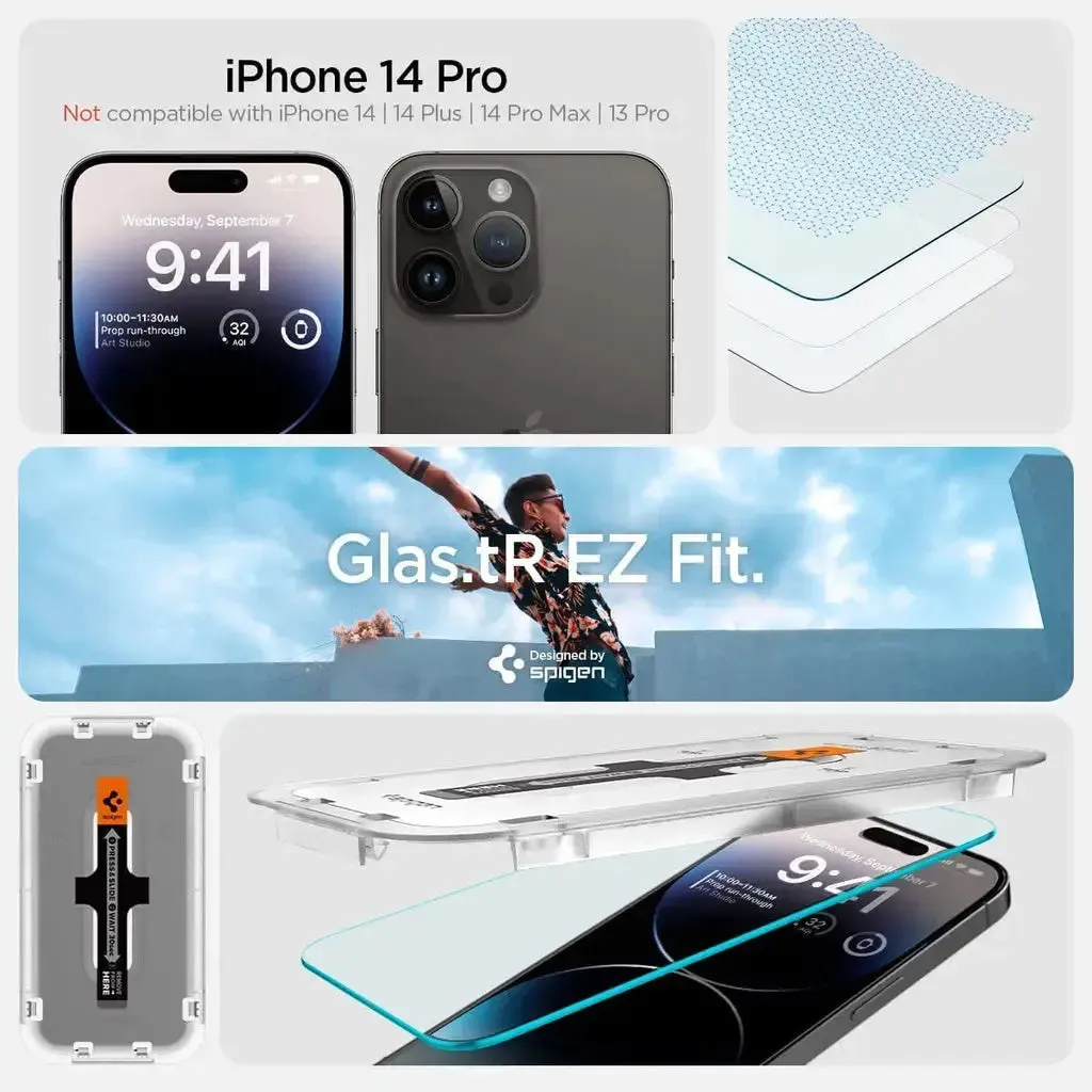 [2 Pack] iPhone 14 Pro Screen Protector Glas.tR EZ Fit