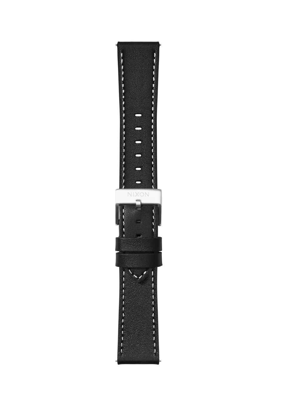 20mm Stitched Leather Band - Black