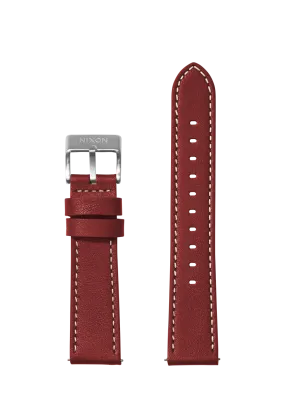 20mm Stitched Leather Band - Cranberry