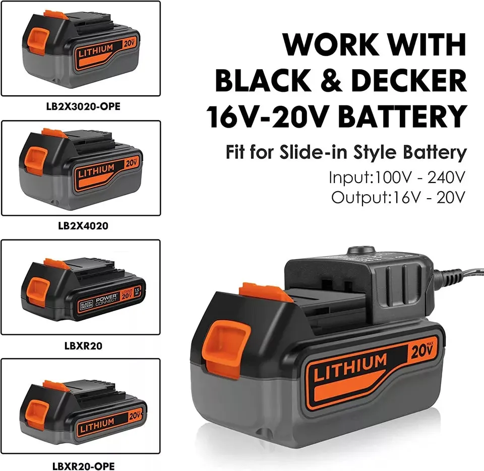 20V Battery Charger for BLACK DECKER 20V Lithium-Ion Batteries LCS1620