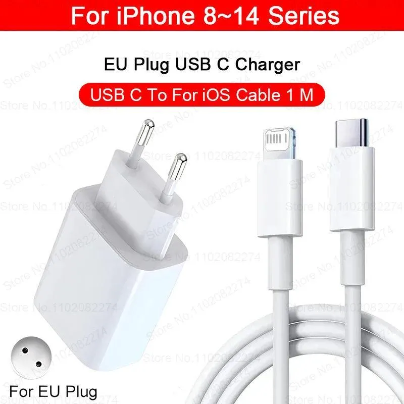 20W Fast Charging USB Type C Charger for Apple iPhone - Lightning Speed Charging with Data Cable