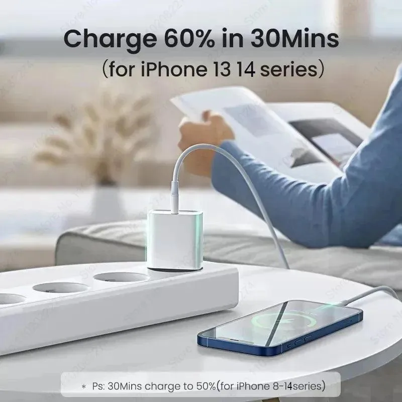 20W Fast Charging USB Type C Charger for Apple iPhone - Lightning Speed Charging with Data Cable