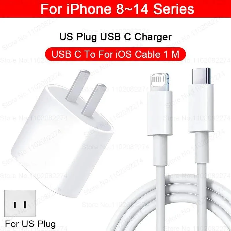 20W Fast Charging USB Type C Charger for Apple iPhone - Lightning Speed Charging with Data Cable