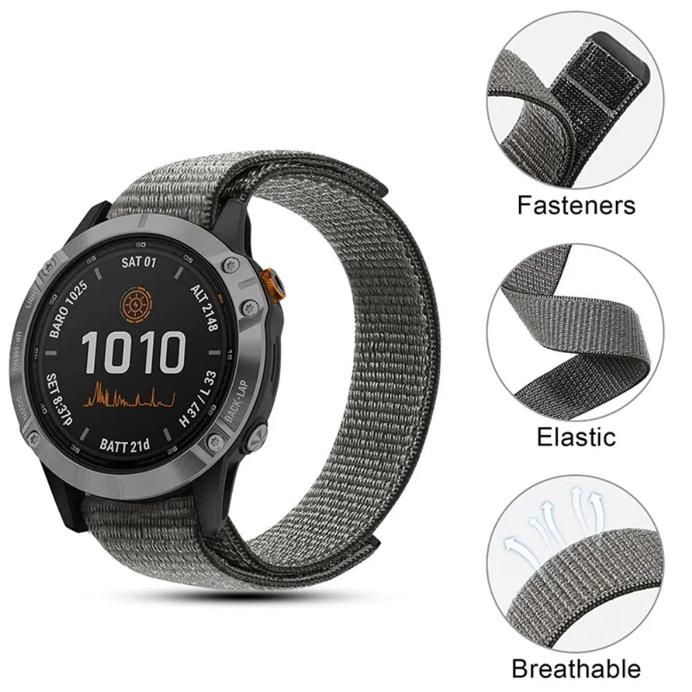 22mm Universal nylon loop fastener watch strap - Grey