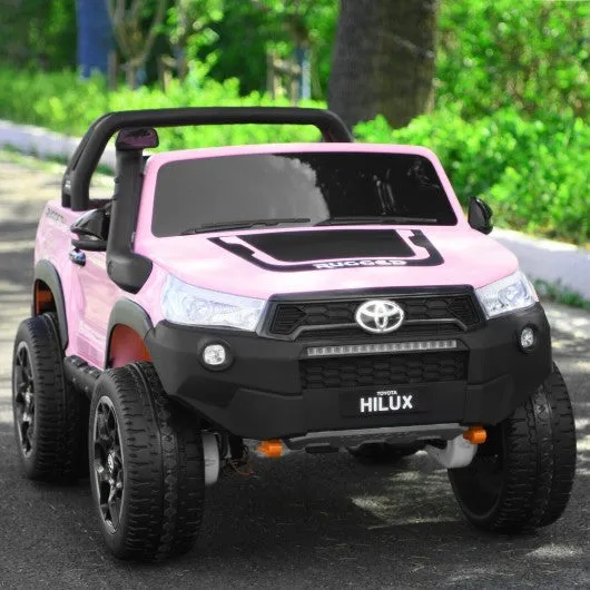 24V Licensed Toyota Hilux Ride On Truck Car 2-Seater 4WD with Remote Pink