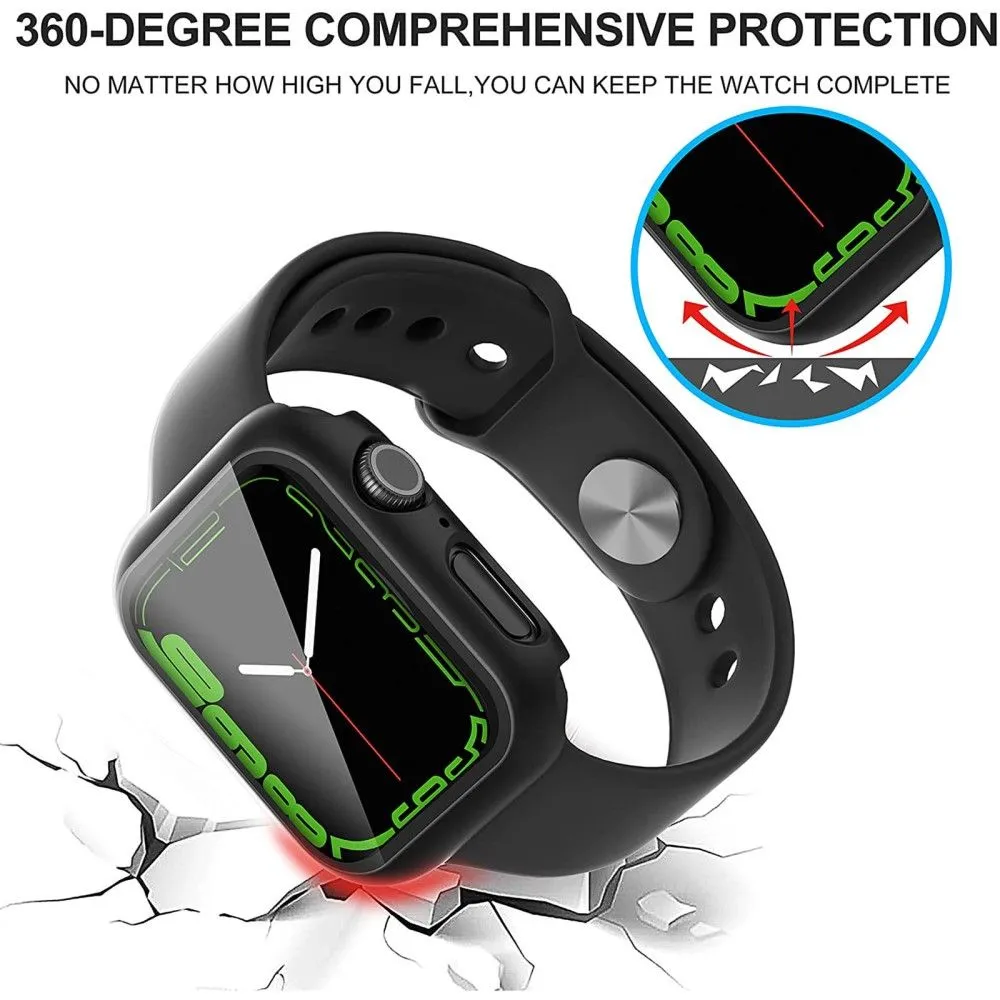 2Pcs Apple Watch (41mm) cover with tempered glass - Black