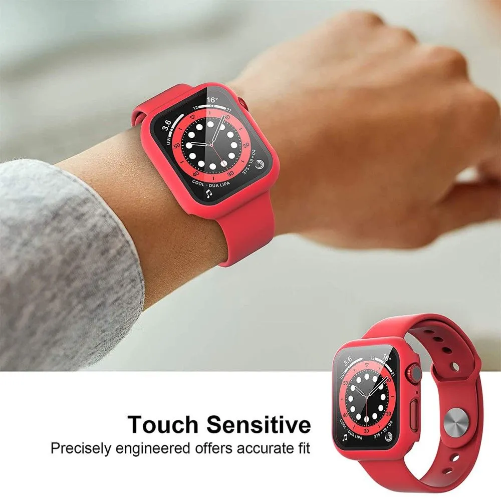 2Pcs Apple Watch (45mm) cover with tempered glass - Red