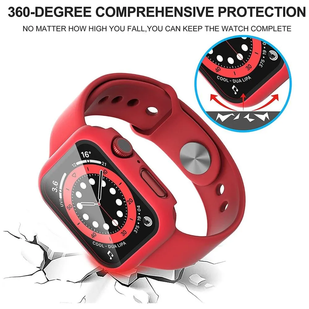 2Pcs Apple Watch (45mm) cover with tempered glass - Red