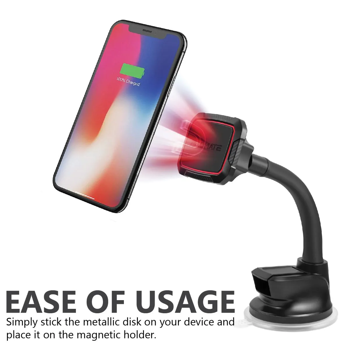 360o Cradleless Magnetic Car Mount with Flexible Gooseneck