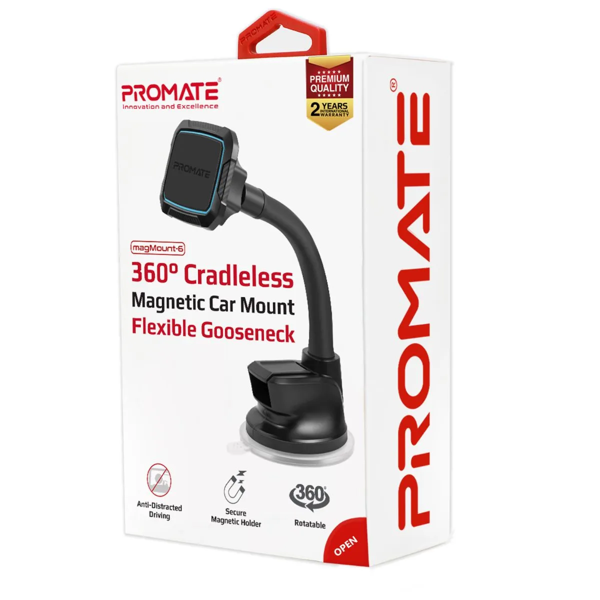 360o Cradleless Magnetic Car Mount with Flexible Gooseneck