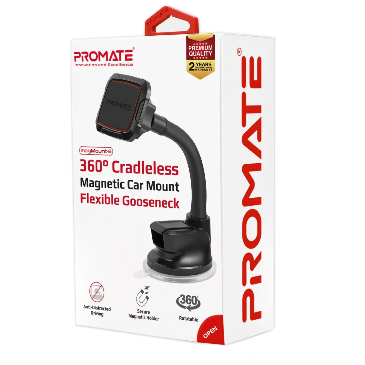 360o Cradleless Magnetic Car Mount with Flexible Gooseneck