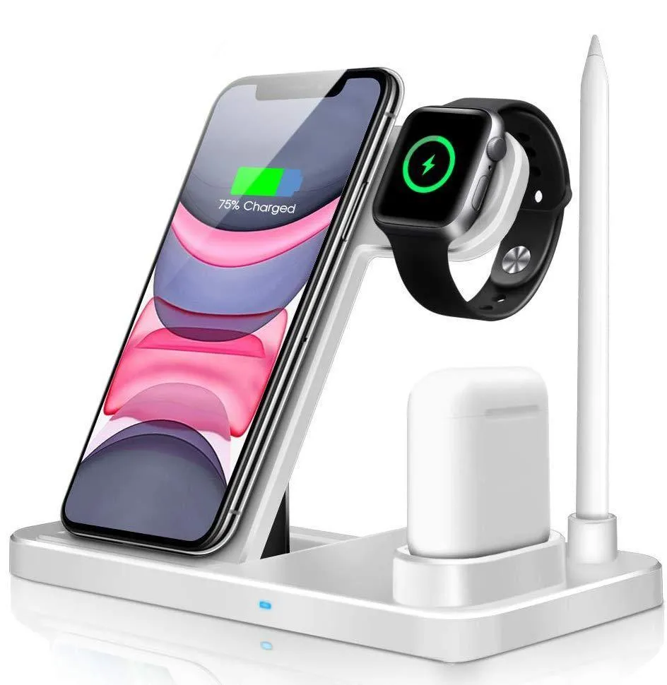 4 in 1 Wireless Charger, Qi 10W Fast Charging Station for iWatch Airpods iPhone Samsung