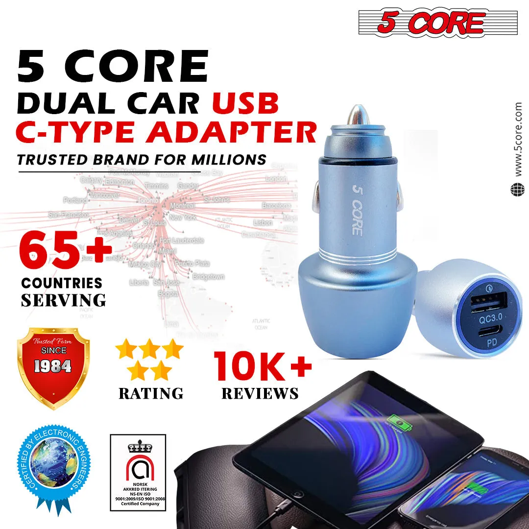 5 Core Car USB Fast Charger Dual Car Phone Charger IPhone Samsung