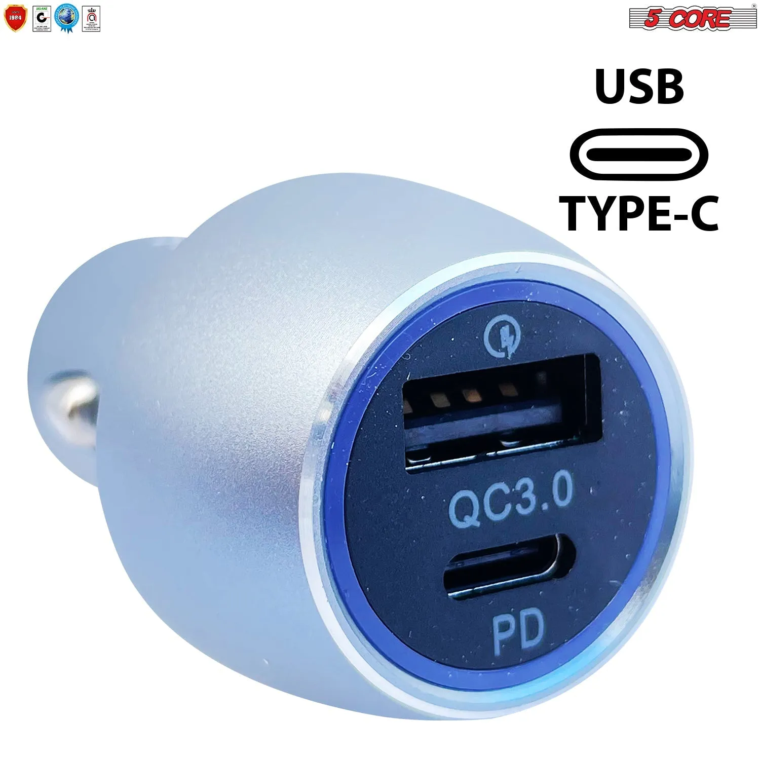 5 Core Car USB Fast Charger Dual Car Phone Charger IPhone Samsung