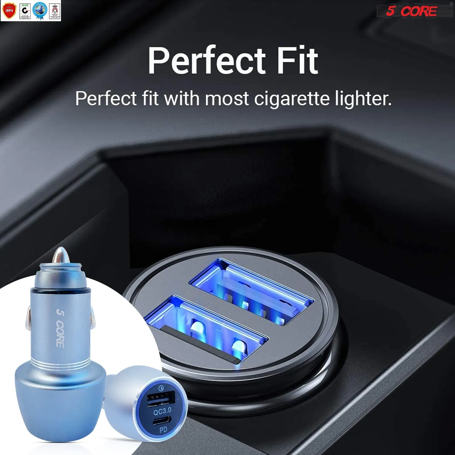 5 Core Car USB Fast Charger Dual Car Phone Charger IPhone Samsung