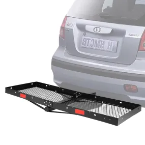 60"x 20"x 3" Hitch Mount Steel Cargo Carrier Basket Folding Cargo Rack with 2" Receiver, Black