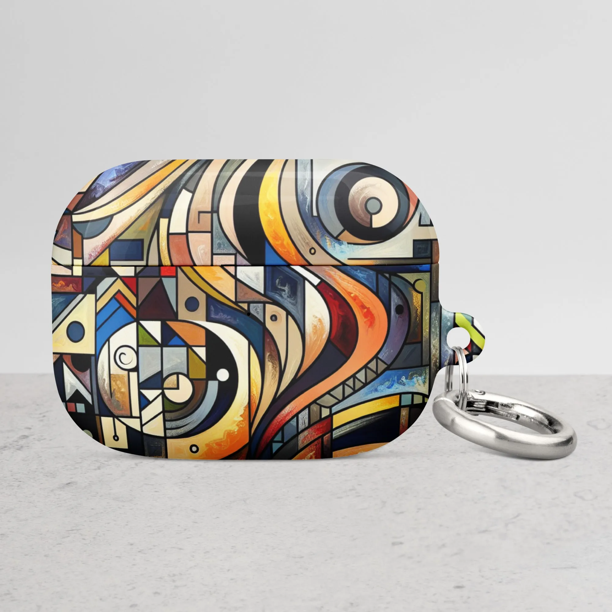 Abstract Mosaic AirPods® Case | Impact-Resistant Polycarbonate | Metal Carabiner | Scratch & Drop Protection