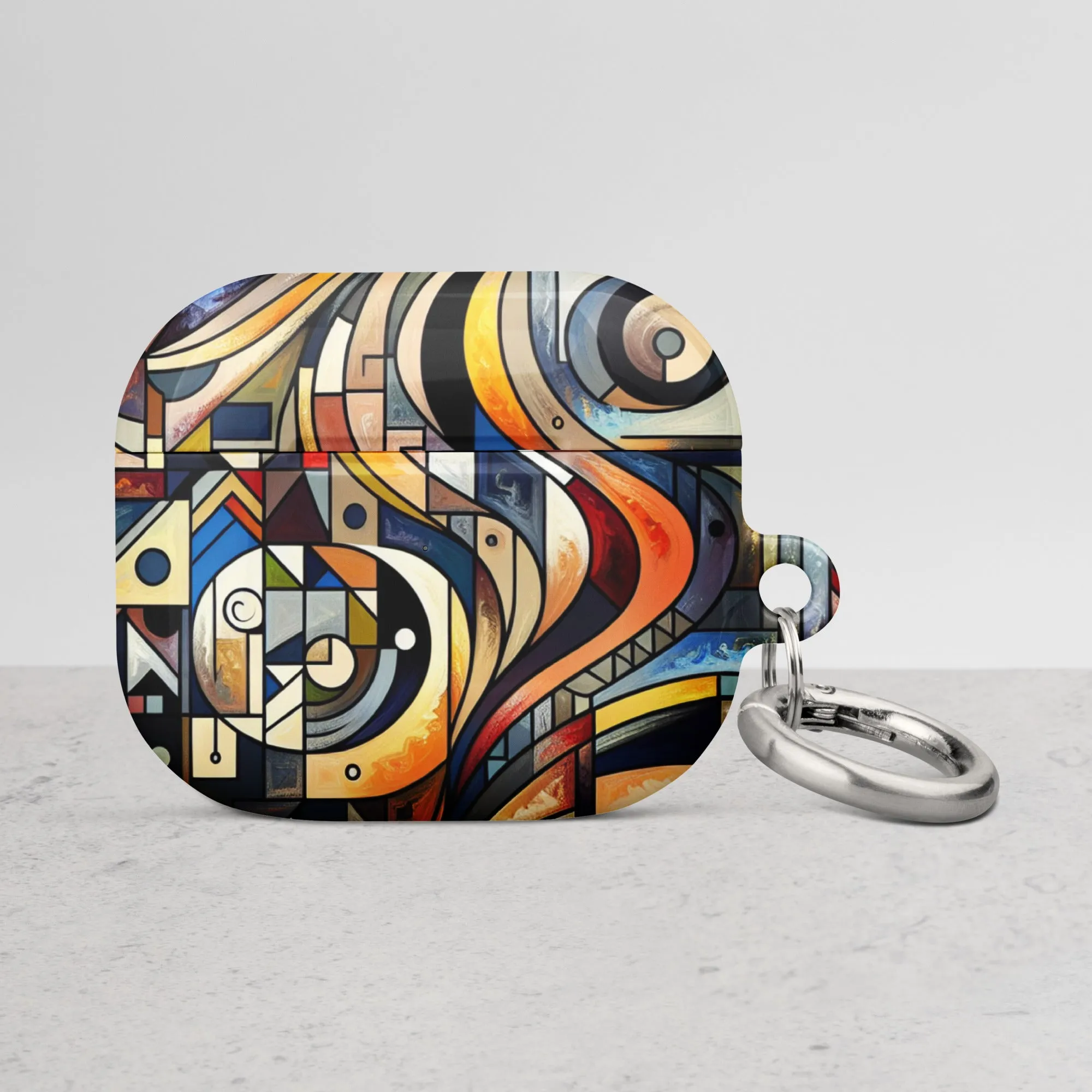 Abstract Mosaic AirPods® Case | Impact-Resistant Polycarbonate | Metal Carabiner | Scratch & Drop Protection