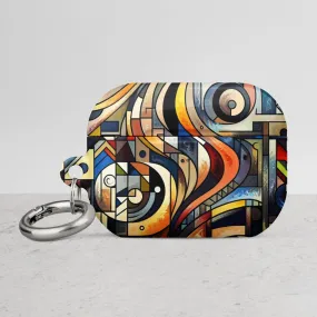 Abstract Mosaic AirPods® Case | Impact-Resistant Polycarbonate | Metal Carabiner | Scratch & Drop Protection