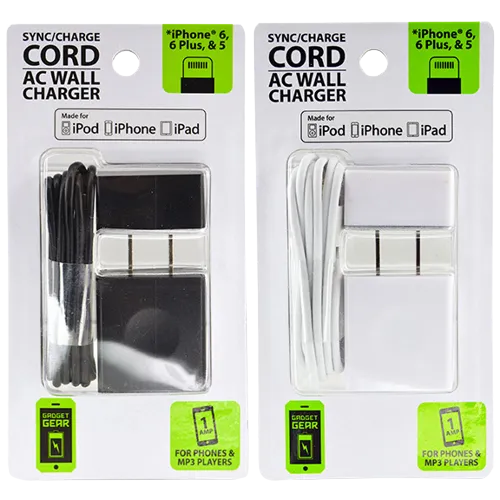 AC Wall Charger USB Port with USB to Lightning Charging Cable Set - 2 Pieces Per Pack 20687