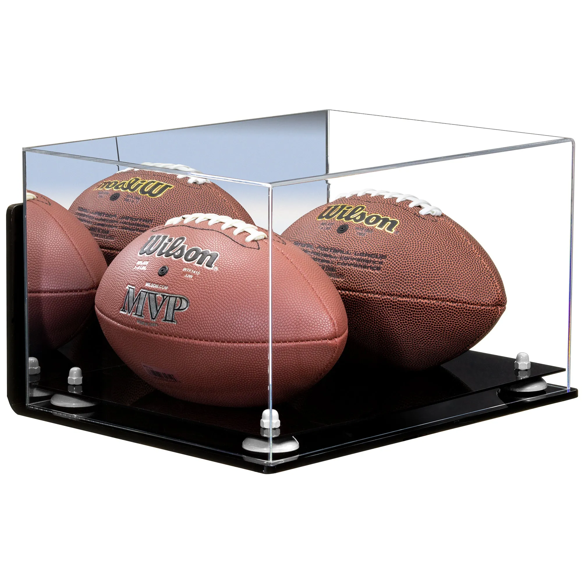 Acrylic Full Size Two Football Display Case - Mirror (B12/A026)