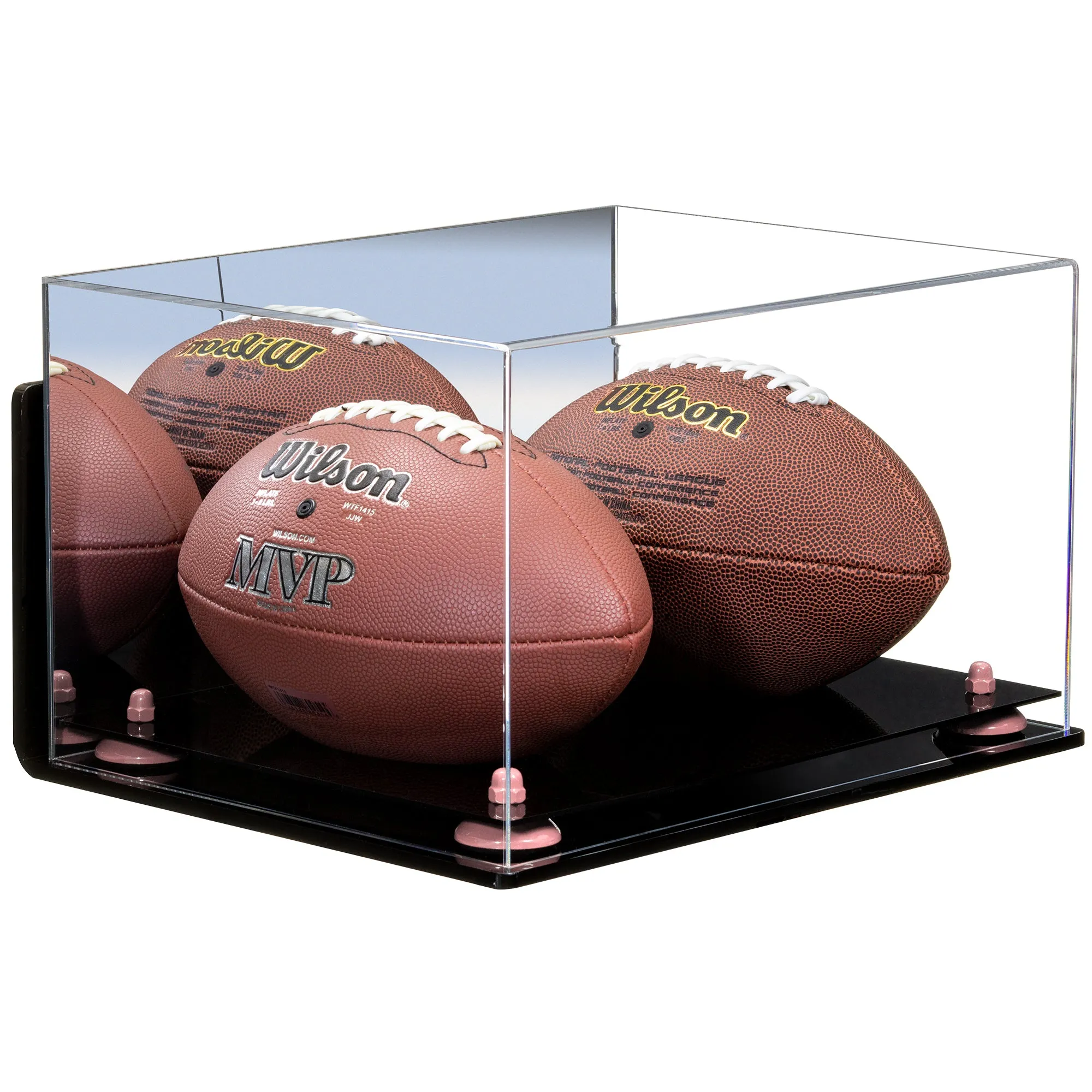 Acrylic Full Size Two Football Display Case - Mirror (B12/A026)