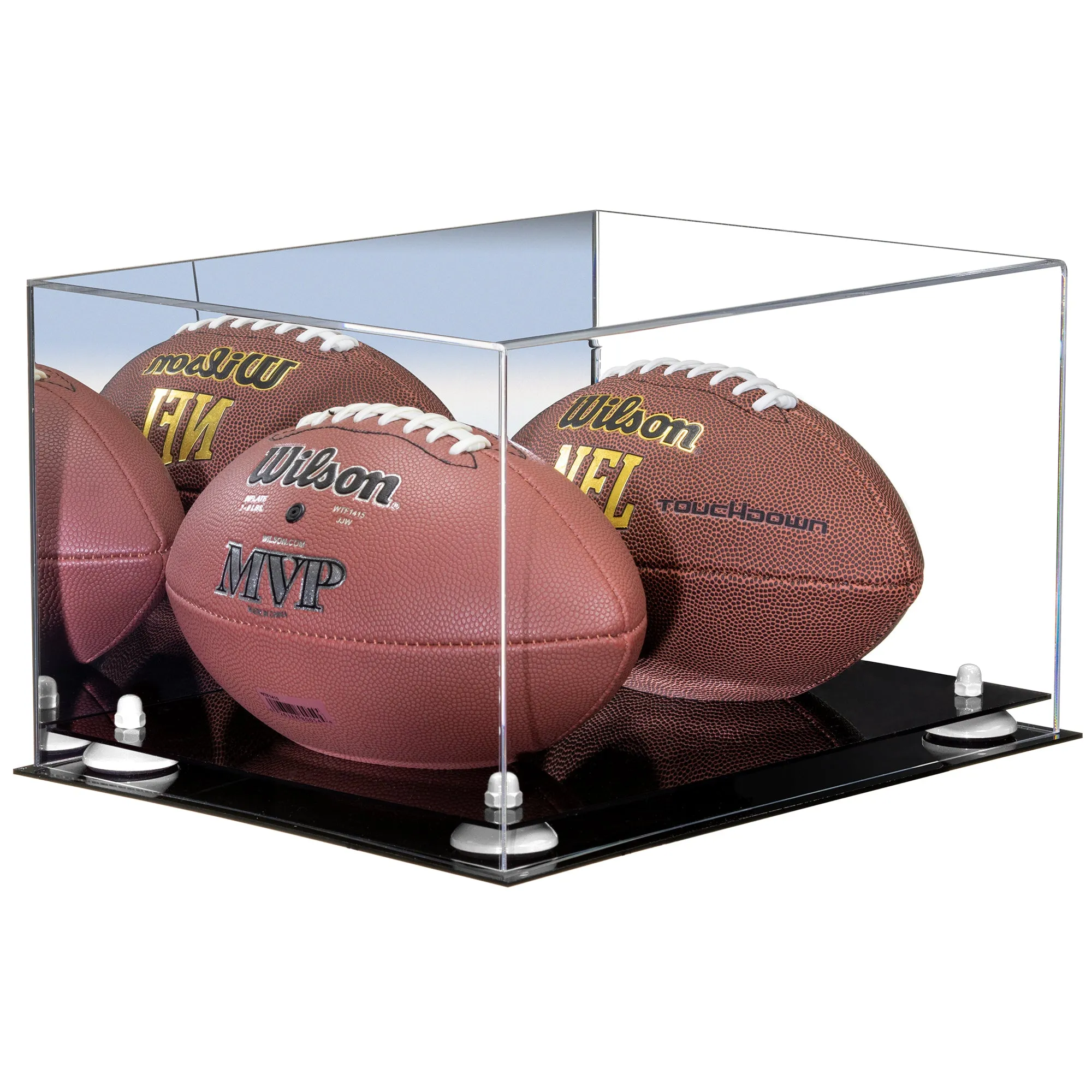 Acrylic Full Size Two Football Display Case - Mirror (B12/A026)