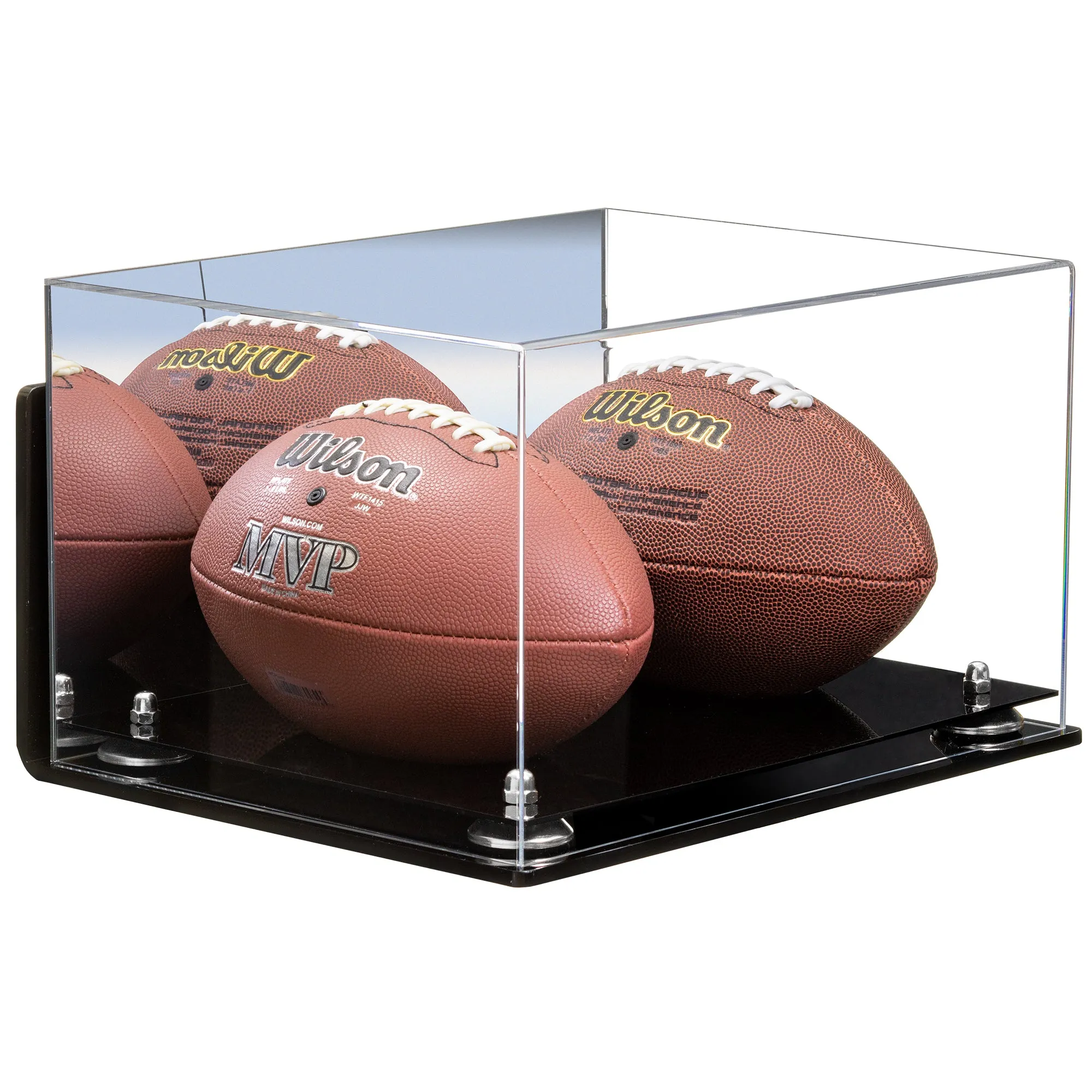 Acrylic Full Size Two Football Display Case - Mirror (B12/A026)