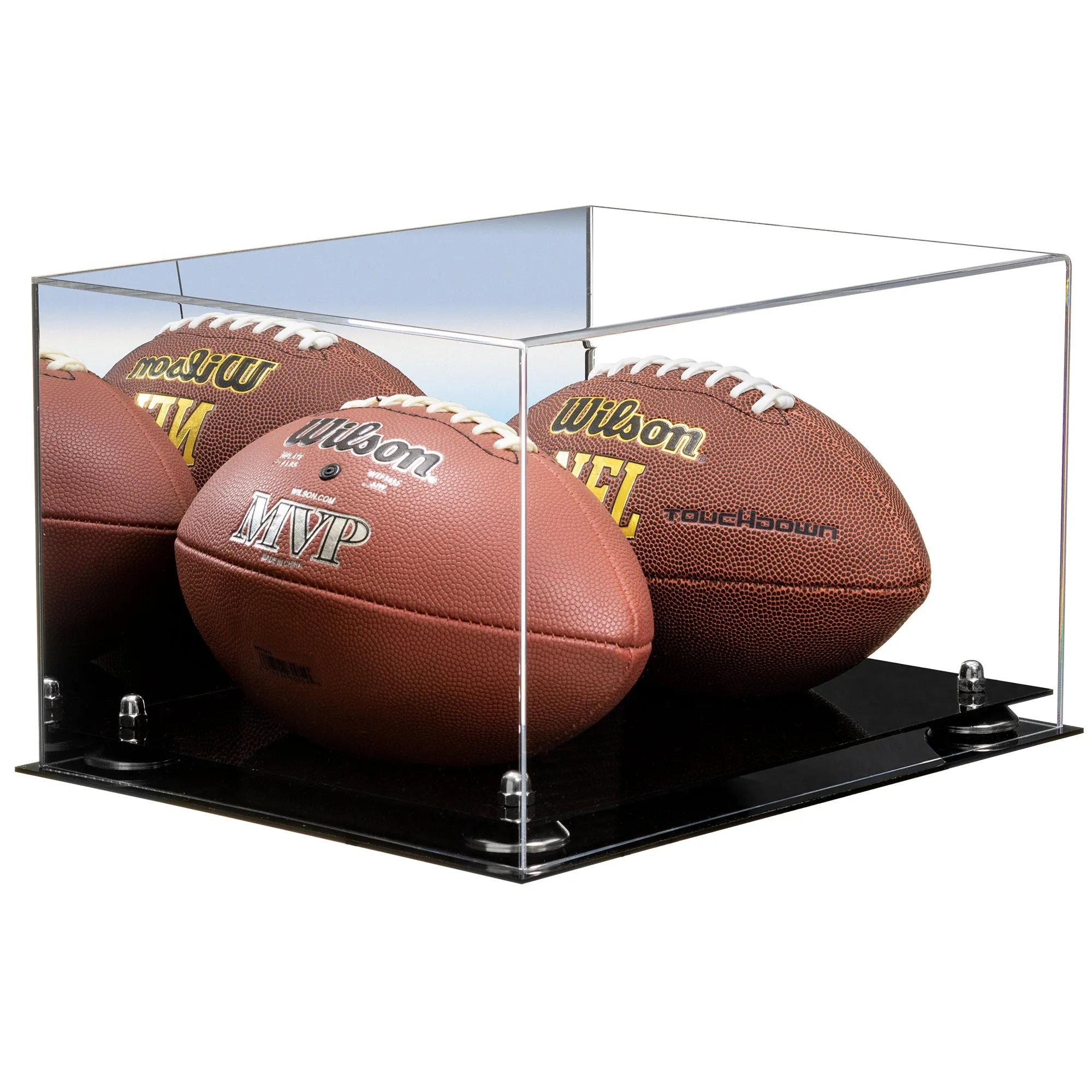 Acrylic Full Size Two Football Display Case - Mirror (B12/A026)