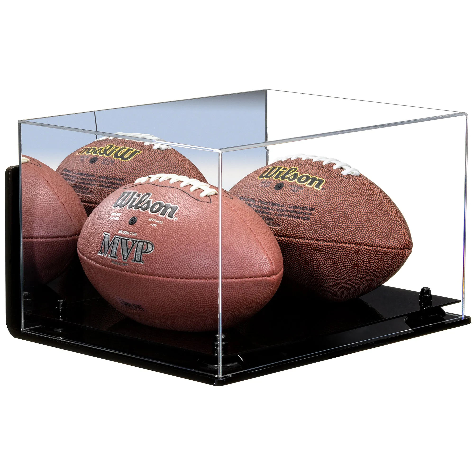 Acrylic Full Size Two Football Display Case - Mirror (B12/A026)