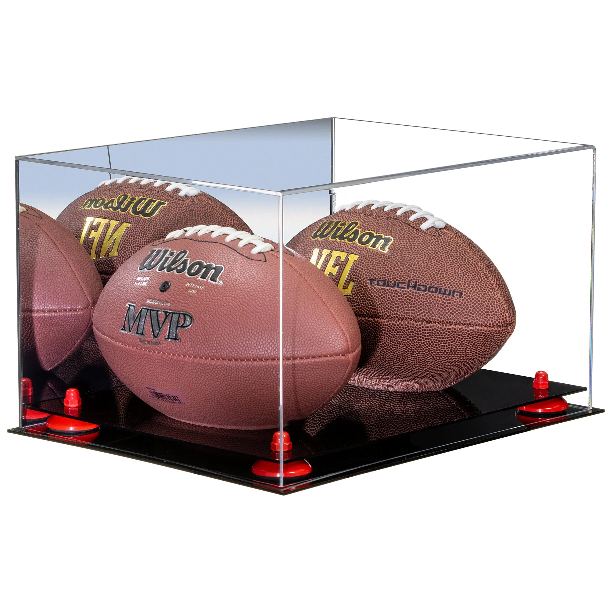 Acrylic Full Size Two Football Display Case - Mirror (B12/A026)