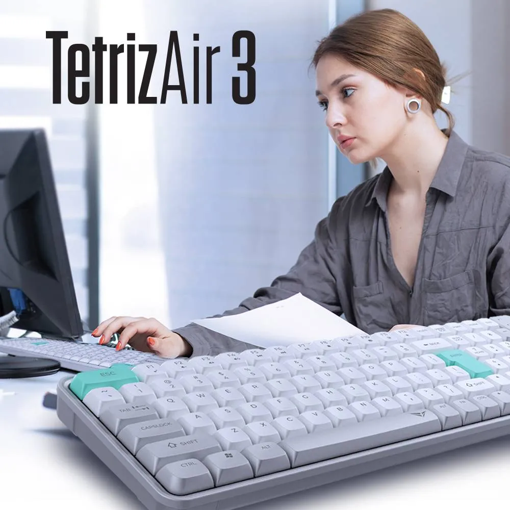 Alcatroz Tetriz Air 3 Wireless Keyboard | Bluetooth 5.3 | Dual Mode | 99 Keys | Rechargeable Battery