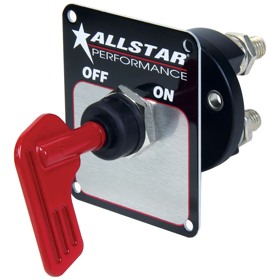 Allstar Performance Panel Mount Rotary Switch Battery Disconnect - 160 Amps - 12V - Removable Key - Aluminum Panel Included - Red