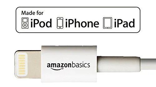 AmazonBasics Apple Certified Lightning to USB Cable - 3 feet (0.9 meters) - White