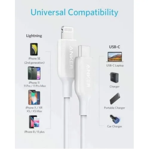 Anker Powerline III USB-C To Lightning Cable Connector- White