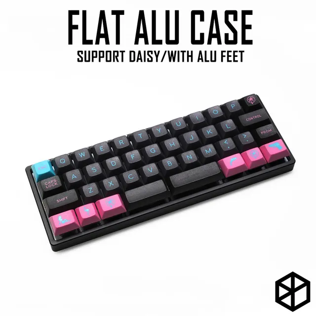 Anodized Aluminium flat case with metal feet for custom mechanical keyboard black siver grey colorway for daisy 40% mini