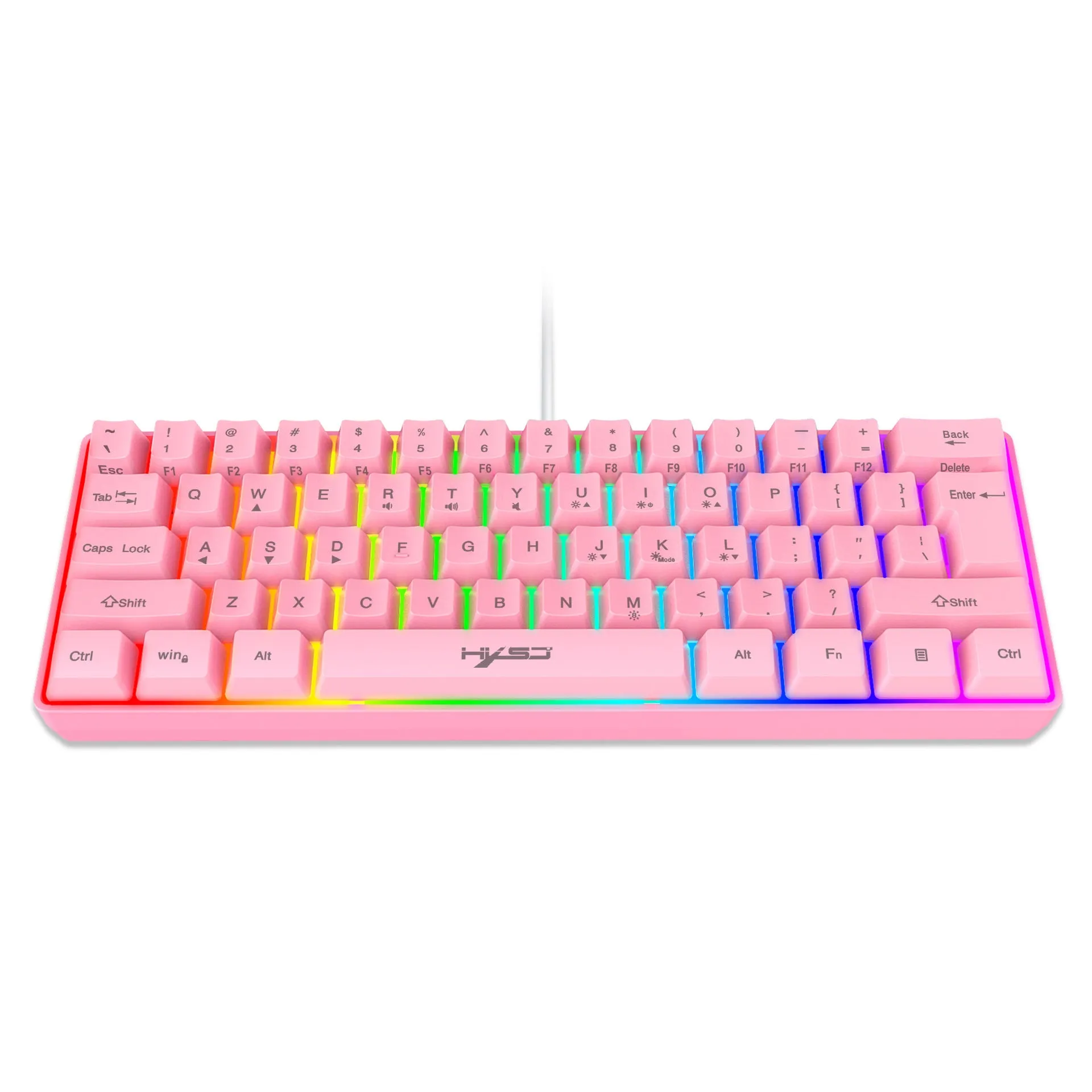 Anti-ghosting Ultra Compact 61 Keys Wired Membrane Keyboard with RGB Backlit for Windows/Mac