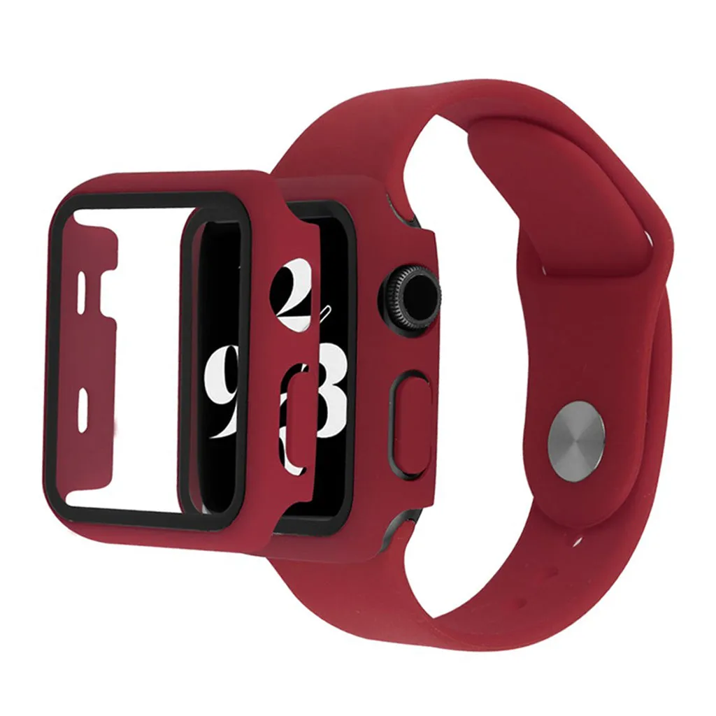 Apple Watch Series 6 / 5 40mm cover with tempered glass   watch band - Wine Red