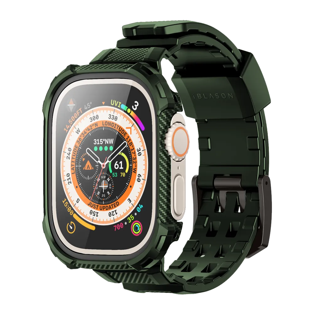 Apple Watch Ultra 49mm Armorbox Case with Tempered Glass Screen Protectors(open box)  - Dark Green