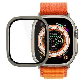 Apple Watch Ultra 49mm Titanium Alloy Watch Case Integrated Full Glue Tempered Glass Screen Protector Smart Watch Case with Screen Film