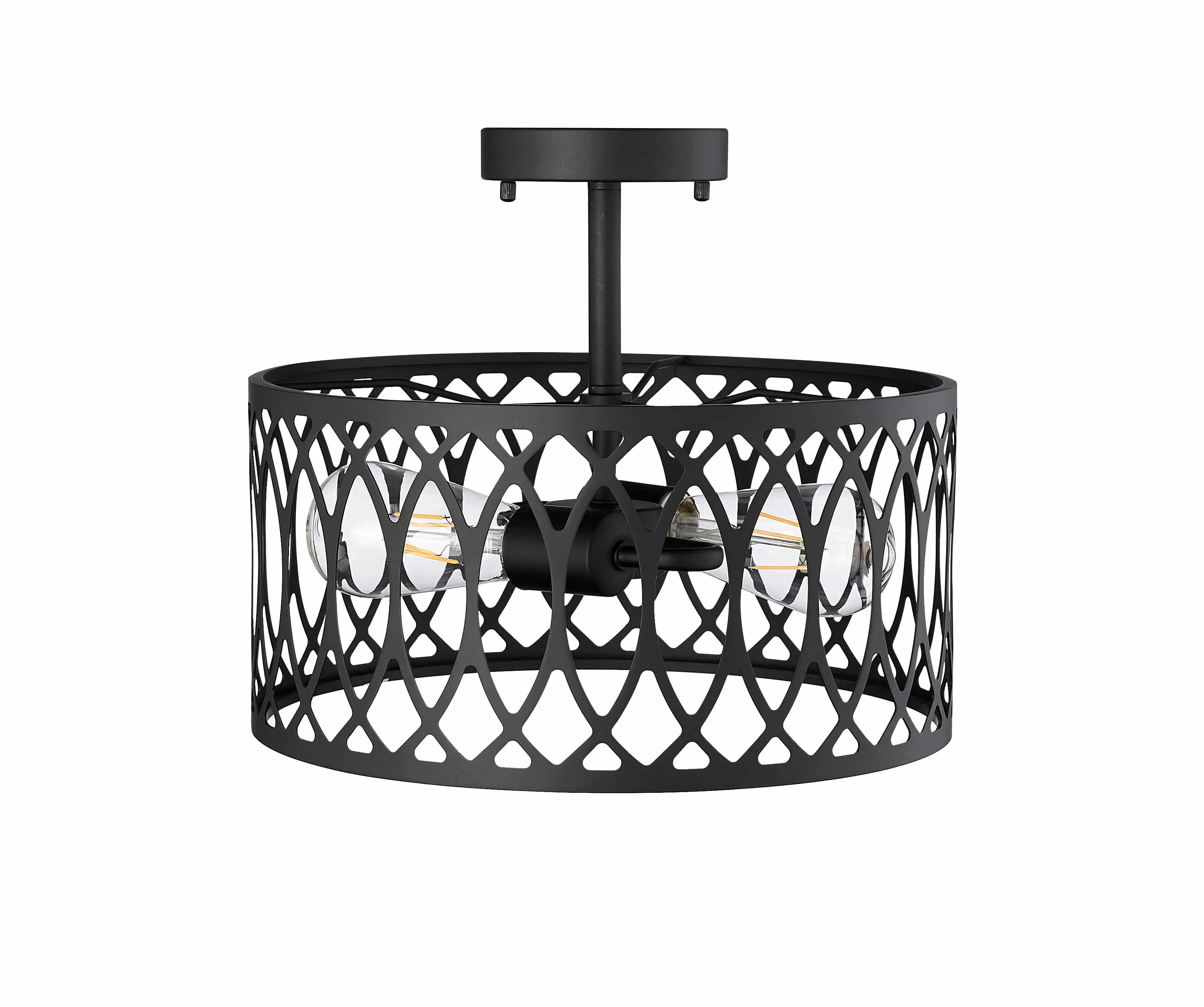 Arelyn Semi-Flush Mount Fixture - Matte Black - 13in. Diameter - E26 Medium Base