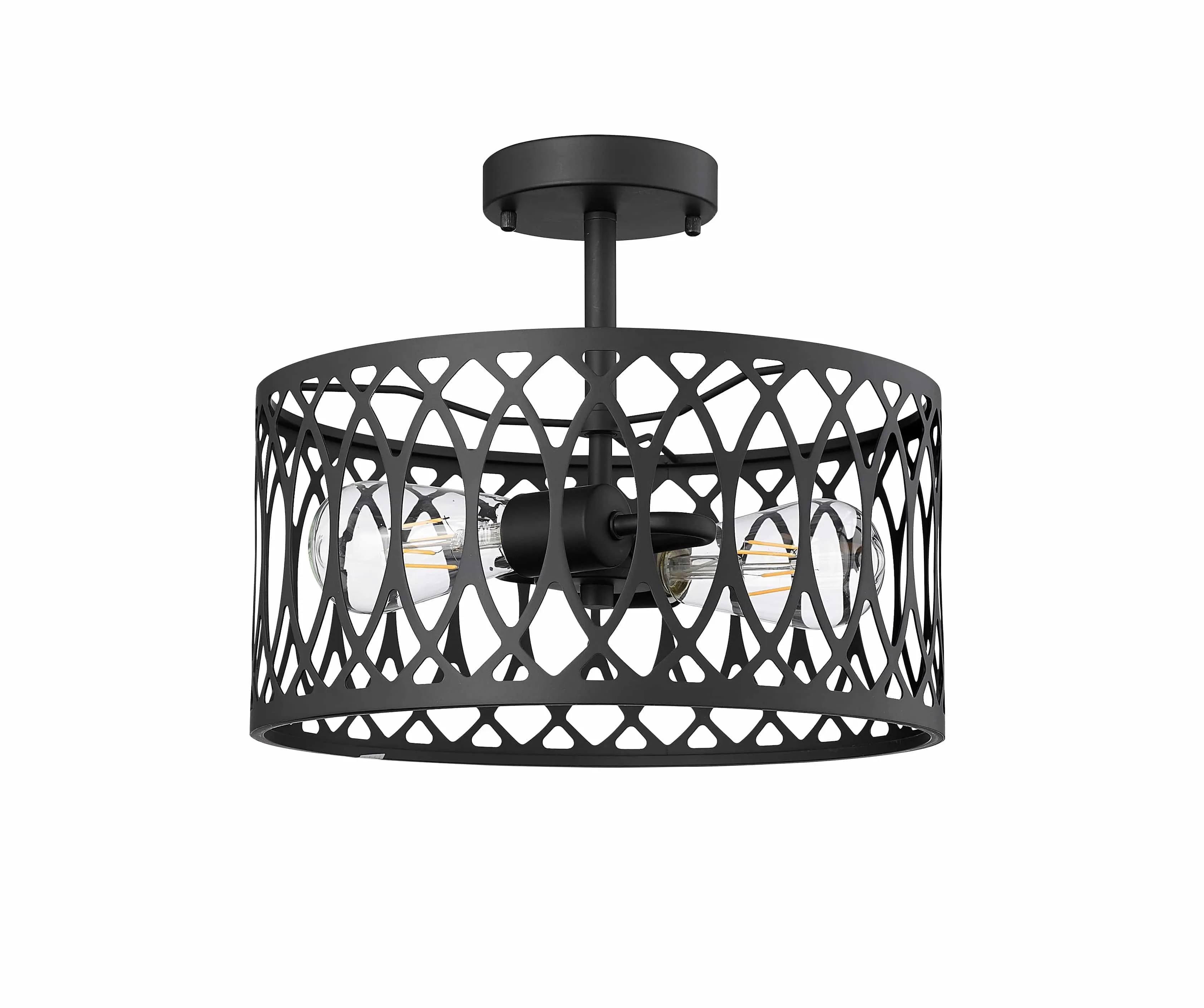 Arelyn Semi-Flush Mount Fixture - Matte Black - 13in. Diameter - E26 Medium Base