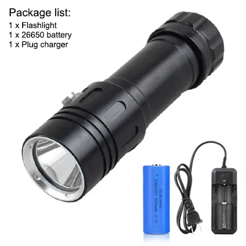 Asafee Af05D Led Flashlight Torch Underwater 50M Diving Lamp 4 File Waterproof L2 Dive Light Power By 26650 Battery