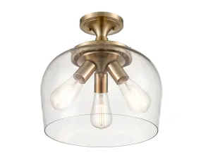 Ashford Semi-Flush Mount Fixture - Modern Gold - Clear Glass - 13in. Diameter - E26 Medium Base