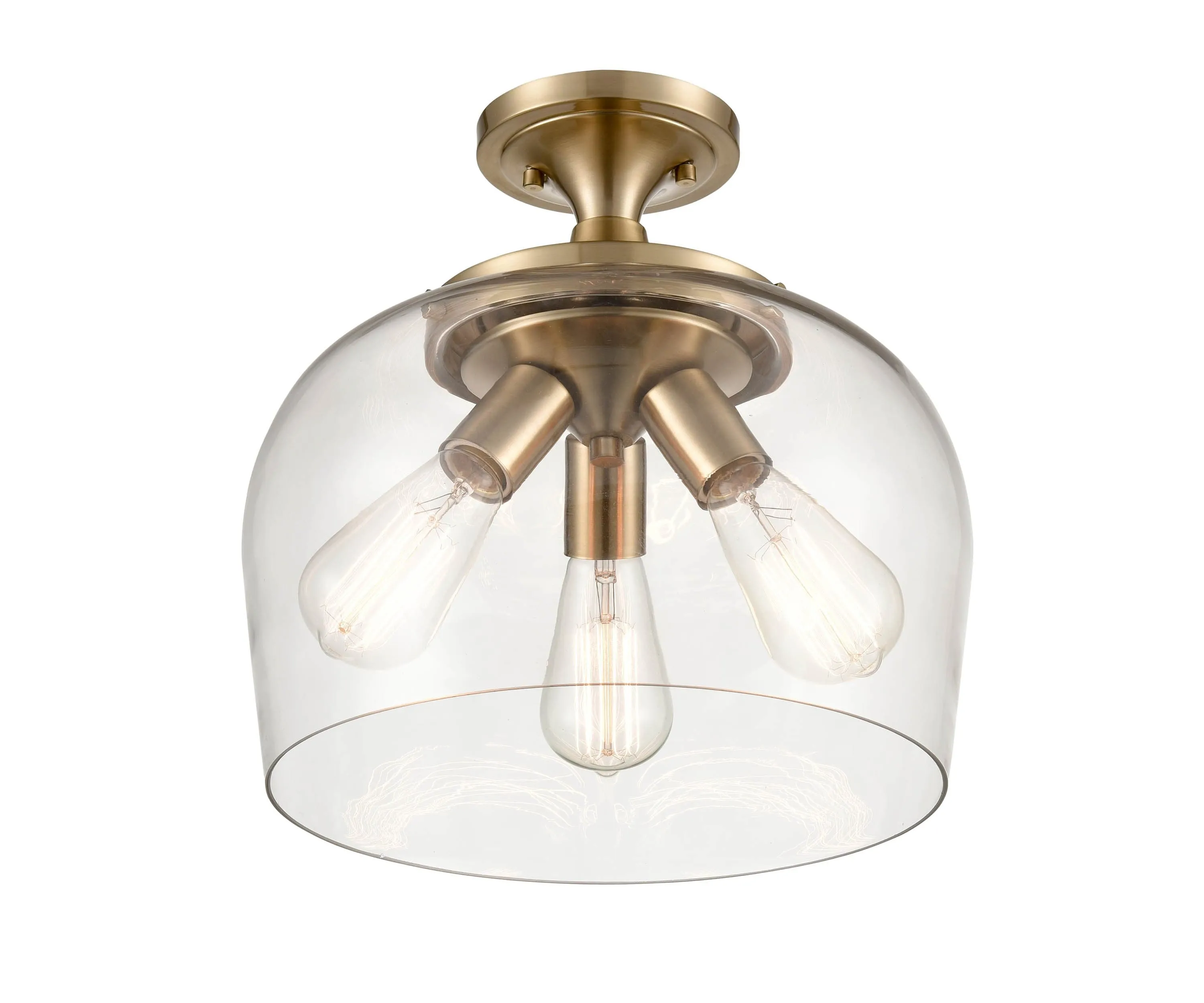 Ashford Semi-Flush Mount Fixture - Modern Gold - Clear Glass - 13in. Diameter - E26 Medium Base