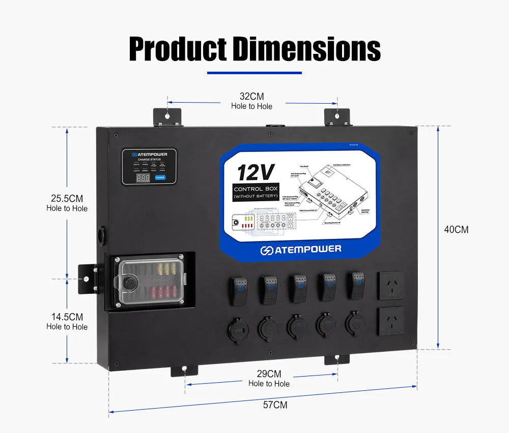 Atem Power 12V Control Box W/ 1500W/3000W inverter Smart Control Hub Built-in 40A DCDC Charger