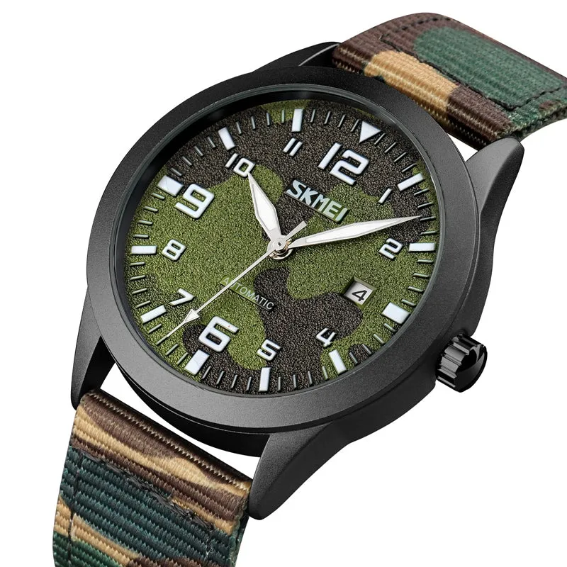 Automatic mechanical watch with nylon strap in camo style W2392846