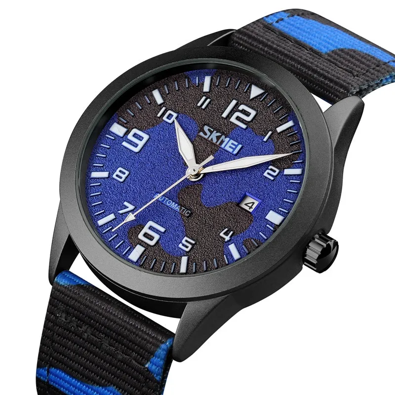 Automatic mechanical watch with nylon strap in camo style W2392846